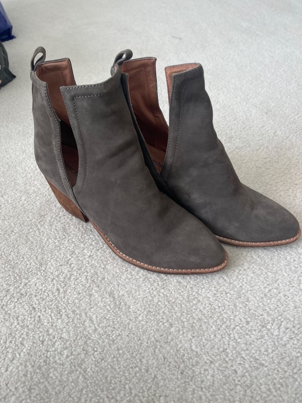 Jeffrey Campbell Gray Suede Cutout Ankle Booties
